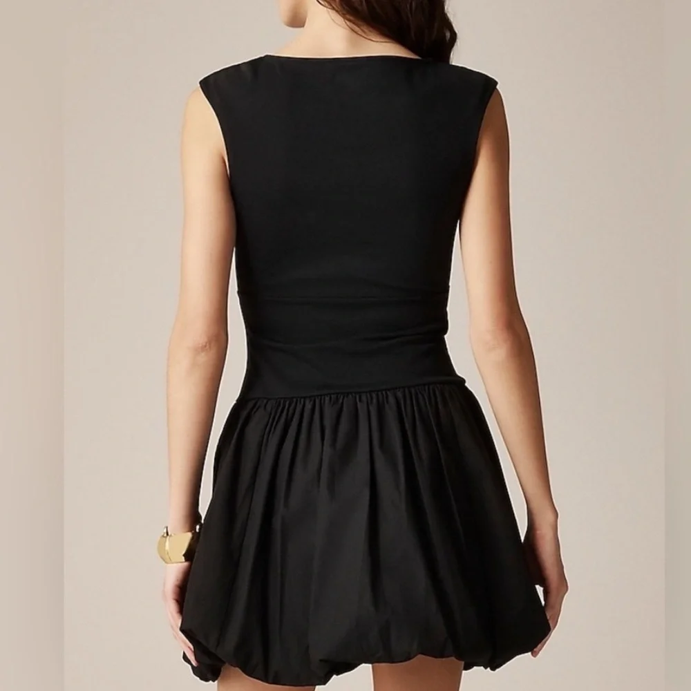 J. Crew Bubble-Hem Mixy Dress Black Size medium